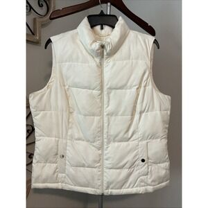CHARTER CLUB Ivory‎ Quilted Puffer Pockets Zip Lightweight Vest Sz Petite XL